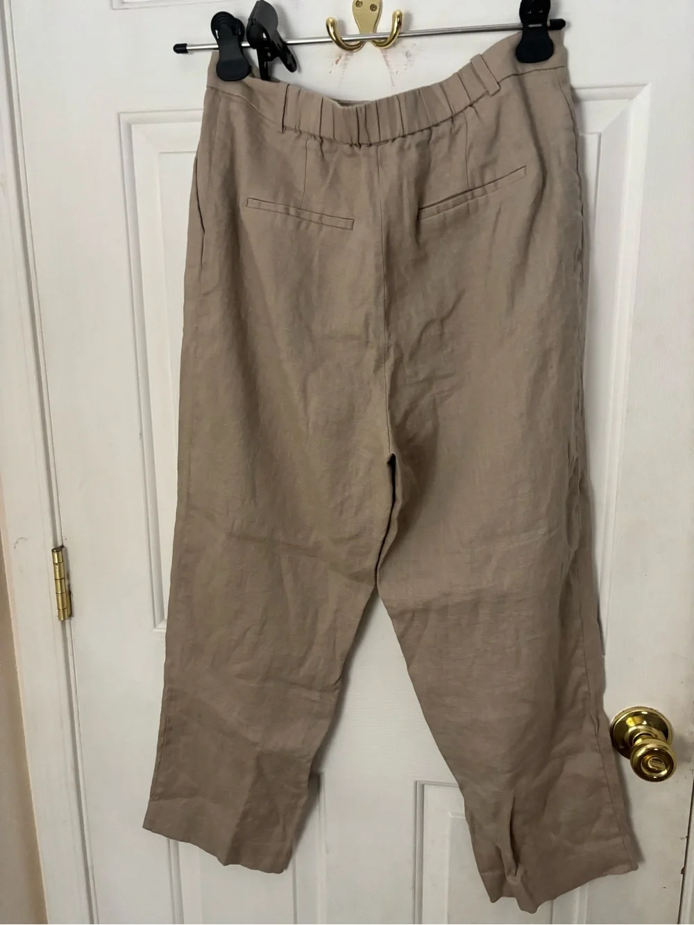 Mango Neutral Beige Straight-Leg Linen-Blend Pants